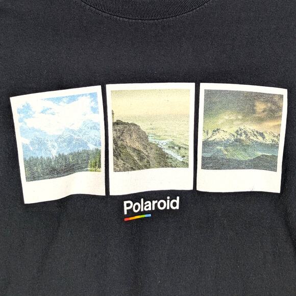 Polaroid Women’s S/M Black Cropped Long Sleeve Graphic T-Shirt Scenic Photo Tee - Picture 2 of 5